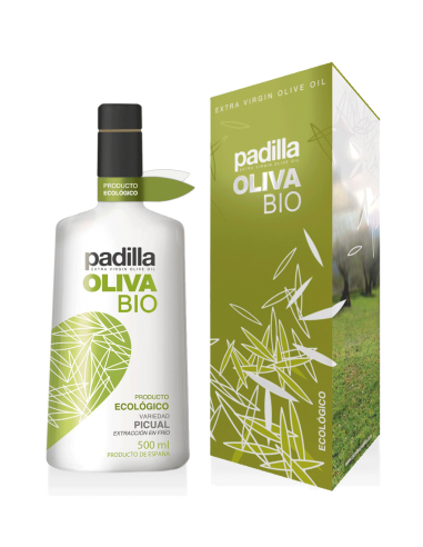 Caja de 12 estuches con botellas de 500 ml  Aceite de Oliva Virgen Extra Ecológico Padilla Oliva Bio