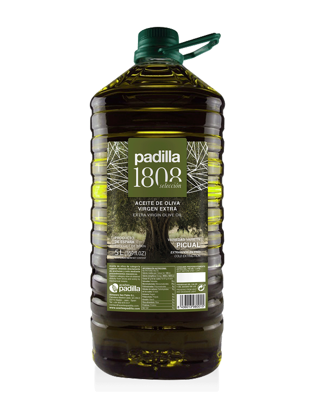 Aceite oliva virgen extra de Jaén. De la mejor calidad gourmet.